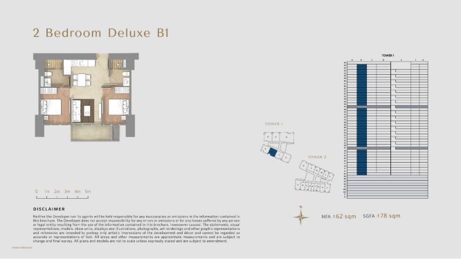 Tipe Unit 2 Bedroom Deluxe B1 Avania Residence Apartment