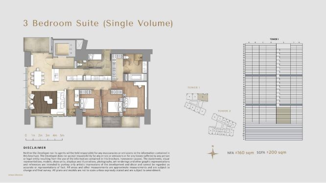 Tipe Unit 3 Bedroom Suite (single volume) Avania Residence Apartment